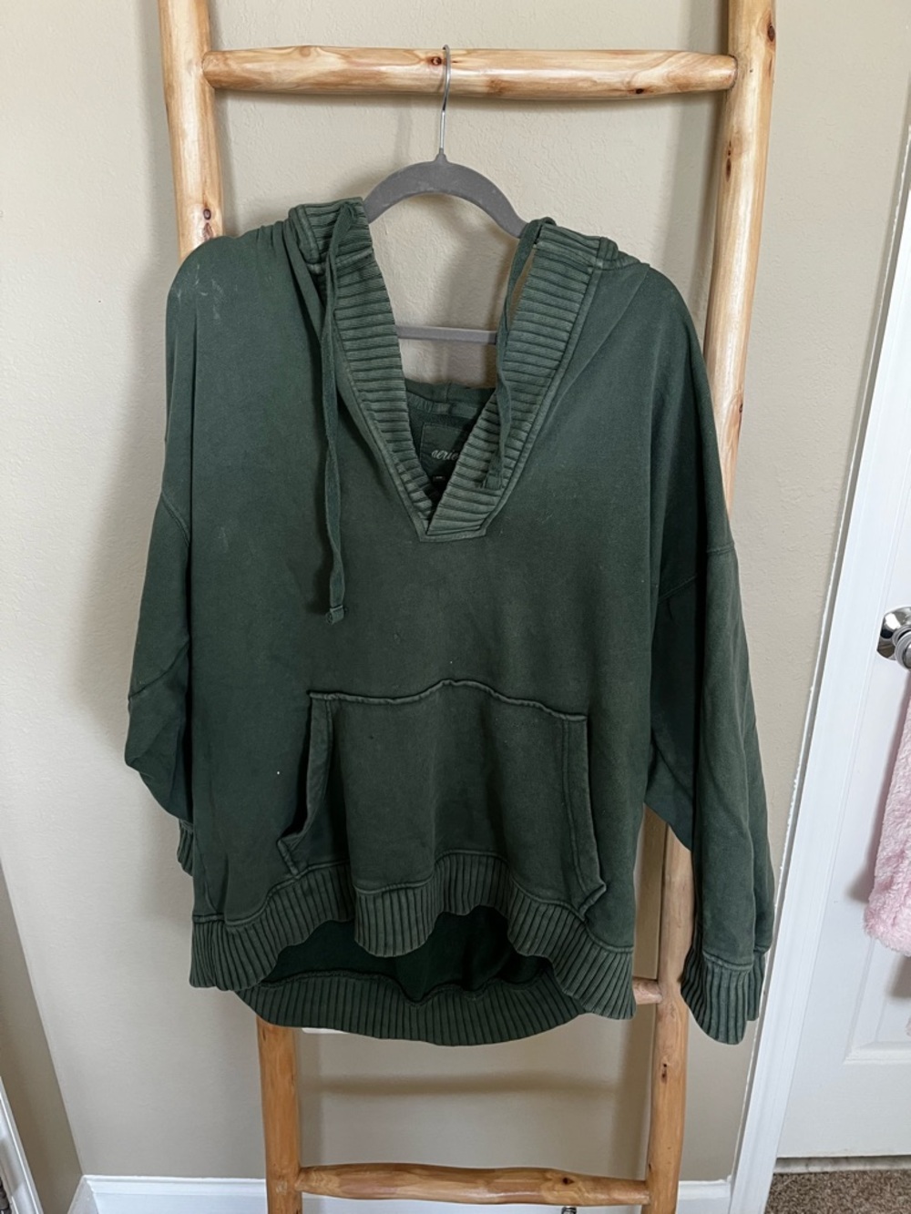 Aerie Oversized Green Hooded Sweater